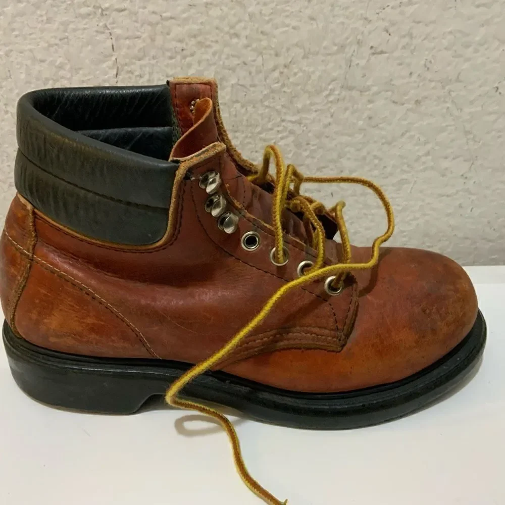 Vintage RED WING Oxblood Leather Work Boots steel toe SIZE 5D